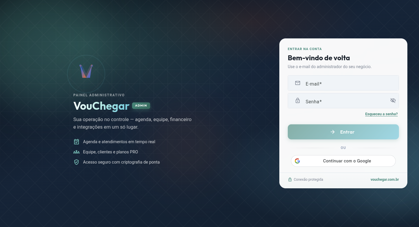 Tela de login do Admin VouChegar
