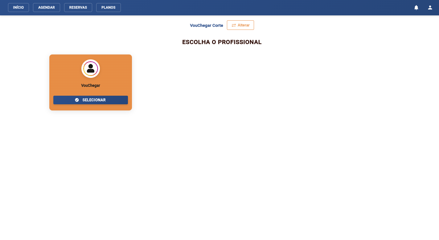 Tela de escolha do profissional